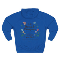 Load image into Gallery viewer, Be Strong &amp; Courageous Unisex Hoodie (Floral Design on Back/Black Lettering)
