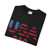 Load image into Gallery viewer, USA 250 T-Shirt — American Flag Patriotic Tee for Independence Day Celebrations/Comfort Colors