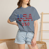 Load image into Gallery viewer, USA 250 T-Shirt — American Flag Patriotic Tee for Independence Day Celebrations/Comfort Colors