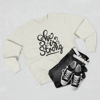 Load image into Gallery viewer, She Is Strong Unisex Crewneck Sweatshirt (Black Lettering)
