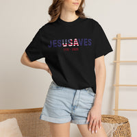 Load image into Gallery viewer, Jesus Saves Patriotic T-Shirt — USA Flag/Comfort Colors