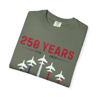 Load image into Gallery viewer, Anniversary Airshow T-Shirt — "250 Years" Jet Formation Design Comfort Colors
