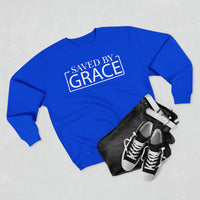 Load image into Gallery viewer, Saved By Grace 1.0 Unisex Crewneck Sweatshirt (White Lettering)
