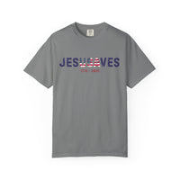 Load image into Gallery viewer, Jesus Saves Patriotic T-Shirt — USA Flag/Comfort Colors