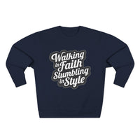 Load image into Gallery viewer, Walking In Faith Stumbling In Style Unisex Crewneck Sweatshirt

