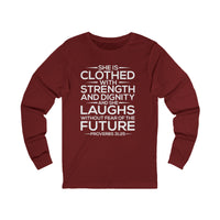 Load image into Gallery viewer, She Is Clothed With Strength And Dignity Unisex Long Sleeve T-Shirt
