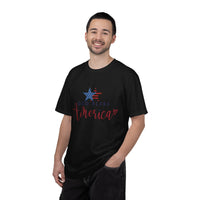 Load image into Gallery viewer, God Bless America T-Shirt — Patriotic Star Script Tee/Comfort Colors