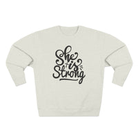 Load image into Gallery viewer, She Is Strong Unisex Crewneck Sweatshirt (Black Lettering)
