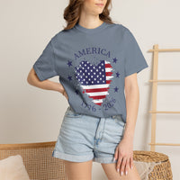 Load image into Gallery viewer, America 1776-2026 Flag Heart T-Shirt — Patriotic 4th of July Tee/Comfort Colors