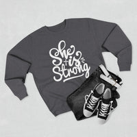 Load image into Gallery viewer, She Is Strong Unisex Crewneck Sweatshirt (White Lettering)
