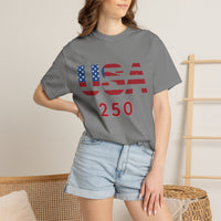Load image into Gallery viewer, USA 250 T-Shirt — American Flag Patriotic Tee for Independence Day Celebrations/Comfort Colors