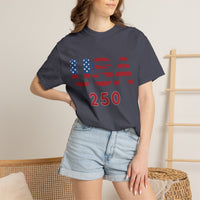 Load image into Gallery viewer, USA 250 T-Shirt — American Flag Patriotic Tee for Independence Day Celebrations/Comfort Colors