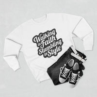 Load image into Gallery viewer, Walking In Faith Stumbling In Style Unisex Crewneck Sweatshirt
