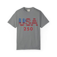 Load image into Gallery viewer, USA 250 T-Shirt — American Flag Patriotic Tee for Independence Day Celebrations/Comfort Colors