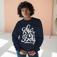 Load image into Gallery viewer, She Is Strong Unisex Crewneck Sweatshirt (White Lettering)
