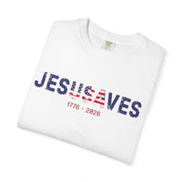Load image into Gallery viewer, Jesus Saves Patriotic T-Shirt — USA Flag/Comfort Colors