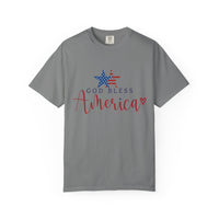 Load image into Gallery viewer, God Bless America T-Shirt — Patriotic Star Script Tee/Comfort Colors