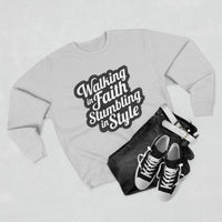 Load image into Gallery viewer, Walking In Faith Stumbling In Style Unisex Crewneck Sweatshirt
