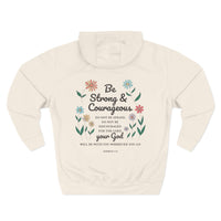 Load image into Gallery viewer, Be Strong &amp; Courageous Unisex Hoodie (Floral Design on Back/Black Lettering)
