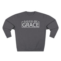 Load image into Gallery viewer, Saved By Grace 1.0 Unisex Crewneck Sweatshirt (White Lettering)
