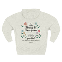 Load image into Gallery viewer, Be Strong &amp; Courageous Unisex Hoodie (Floral Design on Back/Black Lettering)

