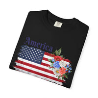 Load image into Gallery viewer, America 250 Years Flag Floral T-Shirt — God Shed His Grace/Comfort Colors