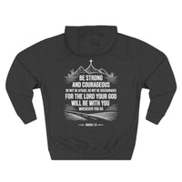 Load image into Gallery viewer, Be Strong and Courageous Adult Unisex Hoodie (Mountain with Cross Design on Back with White Lettering)
