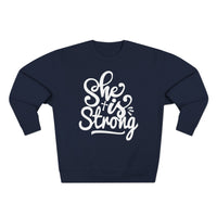 Load image into Gallery viewer, She Is Strong Unisex Crewneck Sweatshirt (White Lettering)
