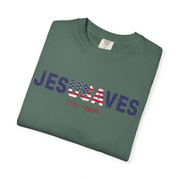 Load image into Gallery viewer, Jesus Saves Patriotic T-Shirt — USA Flag/Comfort Colors