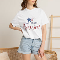 Load image into Gallery viewer, God Bless America T-Shirt — Patriotic Star Script Tee/Comfort Colors