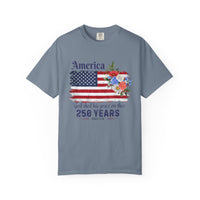 Load image into Gallery viewer, America 250 Years Flag Floral T-Shirt — God Shed His Grace/Comfort Colors