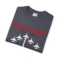 Load image into Gallery viewer, Anniversary Airshow T-Shirt — "250 Years" Jet Formation Design Comfort Colors
