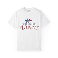 Load image into Gallery viewer, God Bless America T-Shirt — Patriotic Star Script Tee/Comfort Colors
