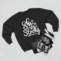 Load image into Gallery viewer, She Is Strong Unisex Crewneck Sweatshirt (White Lettering)
