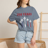 Load image into Gallery viewer, Anniversary Airshow T-Shirt — "250 Years" Jet Formation Design Comfort Colors