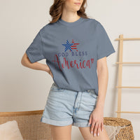 Load image into Gallery viewer, God Bless America T-Shirt — Patriotic Star Script Tee/Comfort Colors