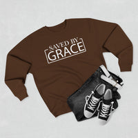 Load image into Gallery viewer, Saved By Grace 1.0 Unisex Crewneck Sweatshirt (White Lettering)
