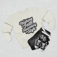 Load image into Gallery viewer, Walking In Faith Stumbling In Style Unisex Crewneck Sweatshirt
