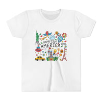 Load image into Gallery viewer, Youth Tee - "Happy 250 America" Patriotic Kids T-Shirt (1776-2026)/Comfort Colors