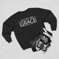 Load image into Gallery viewer, Saved By Grace 1.0 Unisex Crewneck Sweatshirt (White Lettering)
