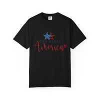 Load image into Gallery viewer, God Bless America T-Shirt — Patriotic Star Script Tee/Comfort Colors