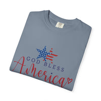 Load image into Gallery viewer, God Bless America T-Shirt — Patriotic Star Script Tee/Comfort Colors
