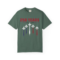 Load image into Gallery viewer, Anniversary Airshow T-Shirt — "250 Years" Jet Formation Design Comfort Colors