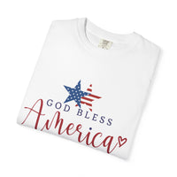Load image into Gallery viewer, God Bless America T-Shirt — Patriotic Star Script Tee/Comfort Colors