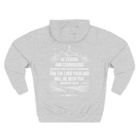 Load image into Gallery viewer, Be Strong and Courageous Adult Unisex Hoodie (Mountain with Cross Design on Back with White Lettering)
