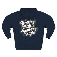 Load image into Gallery viewer, Walking In Faith Stumbling In Style Adult Unisex Hoodie (Design on Back)
