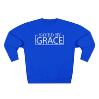 Load image into Gallery viewer, Saved By Grace 1.0 Unisex Crewneck Sweatshirt (White Lettering)
