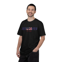 Load image into Gallery viewer, Jesus Saves Patriotic T-Shirt — USA Flag/Comfort Colors