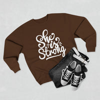 Load image into Gallery viewer, She Is Strong Unisex Crewneck Sweatshirt (White Lettering)
