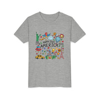 Load image into Gallery viewer, Youth Tee - "Happy 250 America" Patriotic Kids T-Shirt (1776-2026)/Comfort Colors